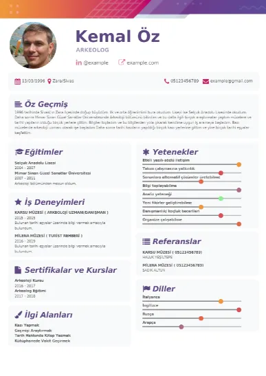 Arkeolog Örnek cv indir